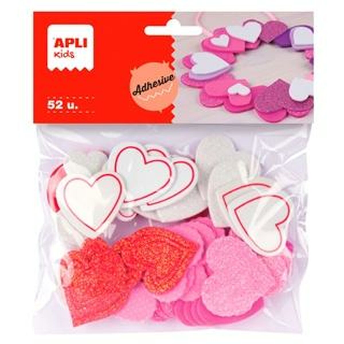 Eva-gummi Apli Multicolour Eva-gummi Hjärtan (52 Delar) (5 antal)-Kontor och Kontorsmaterial, Pappersprodukter för kontoret-Apli-peaceofhome.se