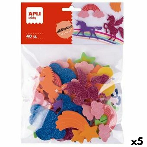 Eva-gummi Apli Multicolour Eva-gummi unicornios (40 Delar) (5 antal)-Kontor och Kontorsmaterial, Pappersprodukter för kontoret-Apli-peaceofhome.se