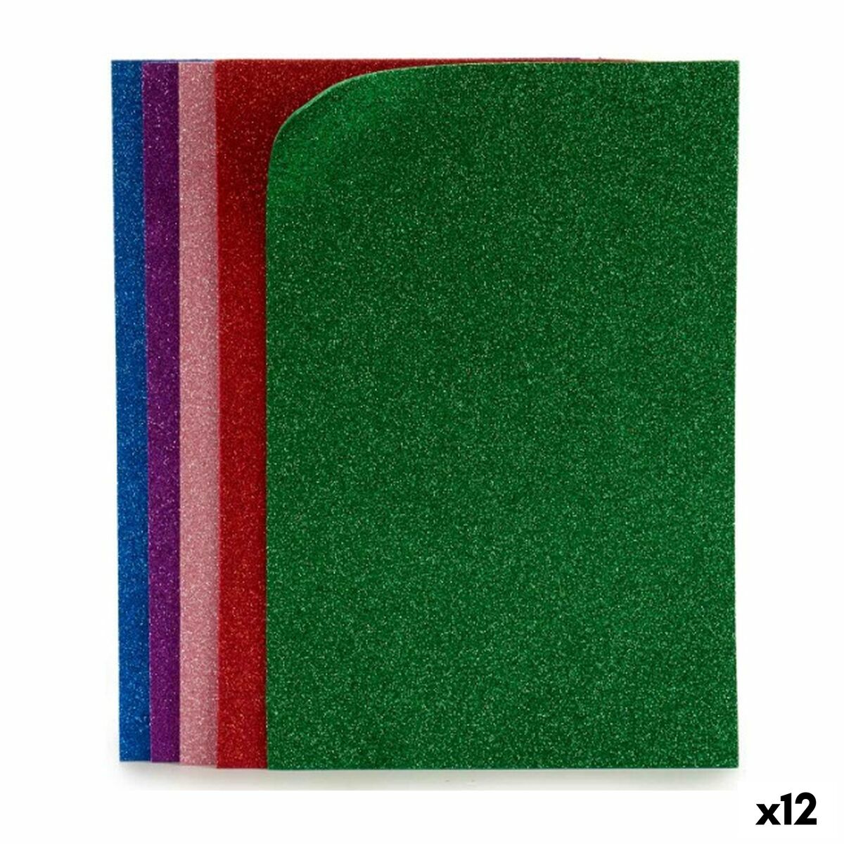 Eva-gummi Multicolour Glitter 65 x 0,2 x 45 cm (12 antal)-Kontor och Kontorsmaterial, Pappersprodukter för kontoret-Pincello-peaceofhome.se