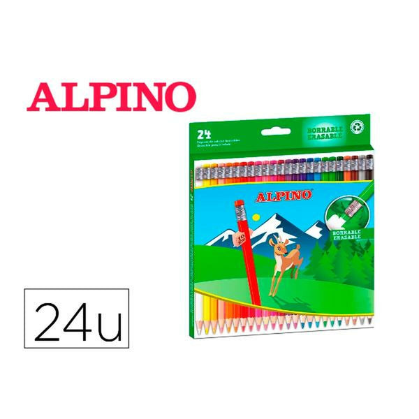 Färgpennor Alpino AL013658 Multicolour Raderbar 24 Delar (24 Delar)-Kontor och Kontorsmaterial, konst och hantverk-Alpino-peaceofhome.se