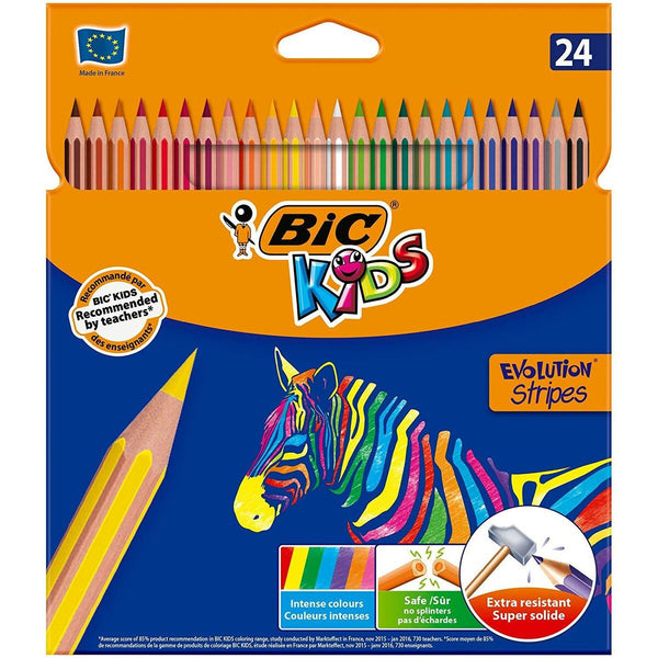 Färgpennor Bic Kids Evolution Stripes Multicolour 24 Delar-Kontor och Kontorsmaterial, konst och hantverk-Bic-peaceofhome.se