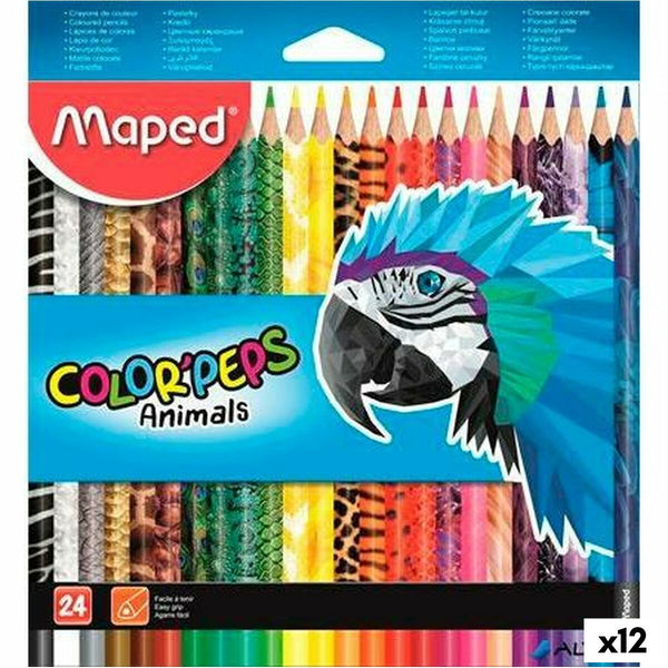 Färgpennor Maped Animals Color' Peps Multicolour 24 Delar (12 antal)-Kontor och Kontorsmaterial, konst och hantverk-Maped-peaceofhome.se