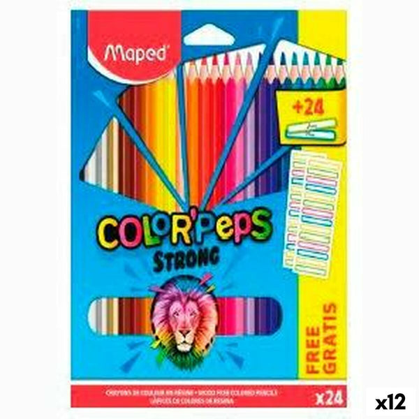 Färgpennor Maped Color' Peps Multicolour 24 Delar (12 antal)-Kontor och Kontorsmaterial, konst och hantverk-Maped-peaceofhome.se