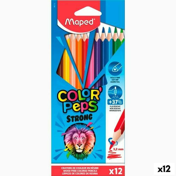 Färgpennor Maped Color' Peps Strong Multicolour 12 Delar (12 antal)-Kontor och Kontorsmaterial, konst och hantverk-Maped-peaceofhome.se