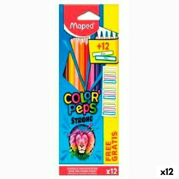 Färgpennor Maped Color' Peps Strong Multicolour 12 Delar (12 antal)-Kontor och Kontorsmaterial, konst och hantverk-Maped-peaceofhome.se