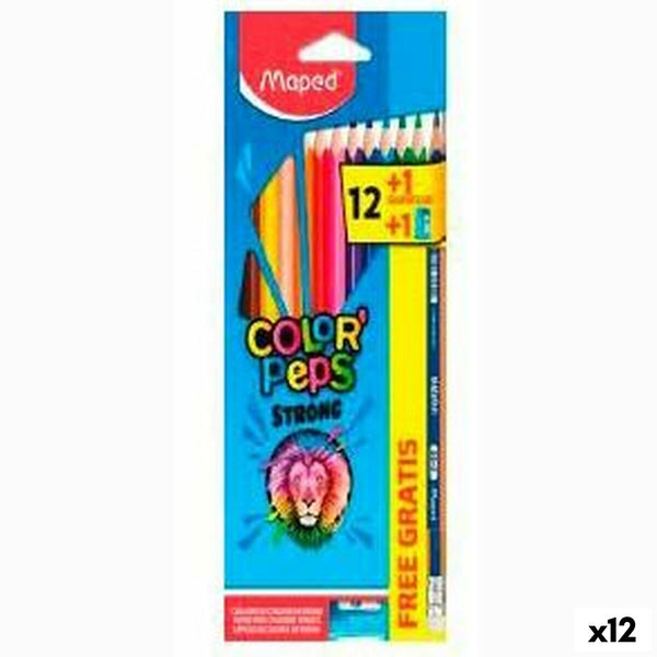 Färgpennor Maped Color' Peps Strong Multicolour (12 antal)-Kontor och Kontorsmaterial, konst och hantverk-Maped-peaceofhome.se