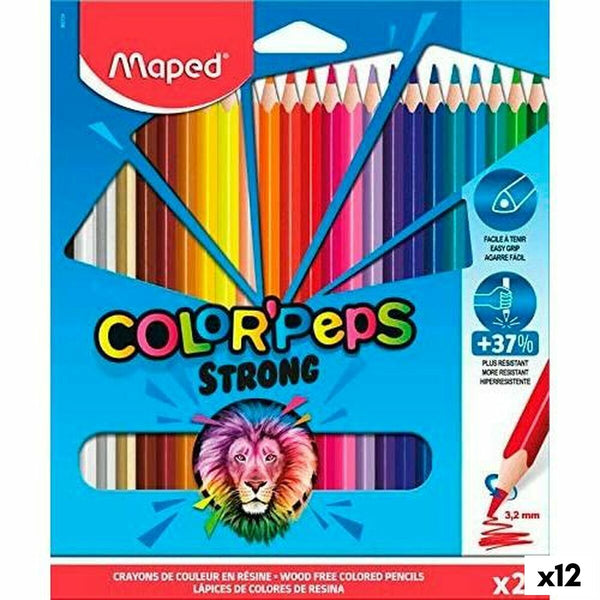 Färgpennor Maped Color' Peps Strong Multicolour 24 Delar (12 antal)-Kontor och Kontorsmaterial, konst och hantverk-Maped-peaceofhome.se