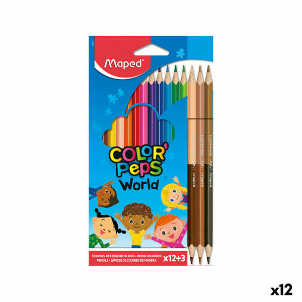 Färgpennor Maped Color Peps World Multicolour (12 antal)-Kontor och Kontorsmaterial, konst och hantverk-Maped-peaceofhome.se