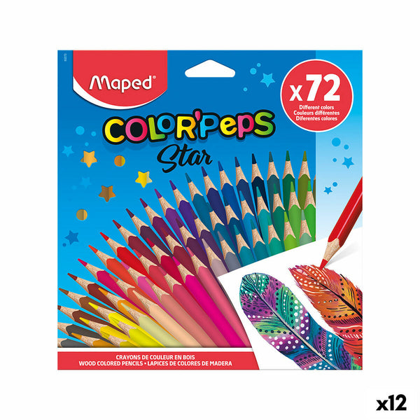 Färgpennor Maped Color'Peps Star Multicolour (12 antal)-Kontor och Kontorsmaterial, konst och hantverk-Maped-peaceofhome.se