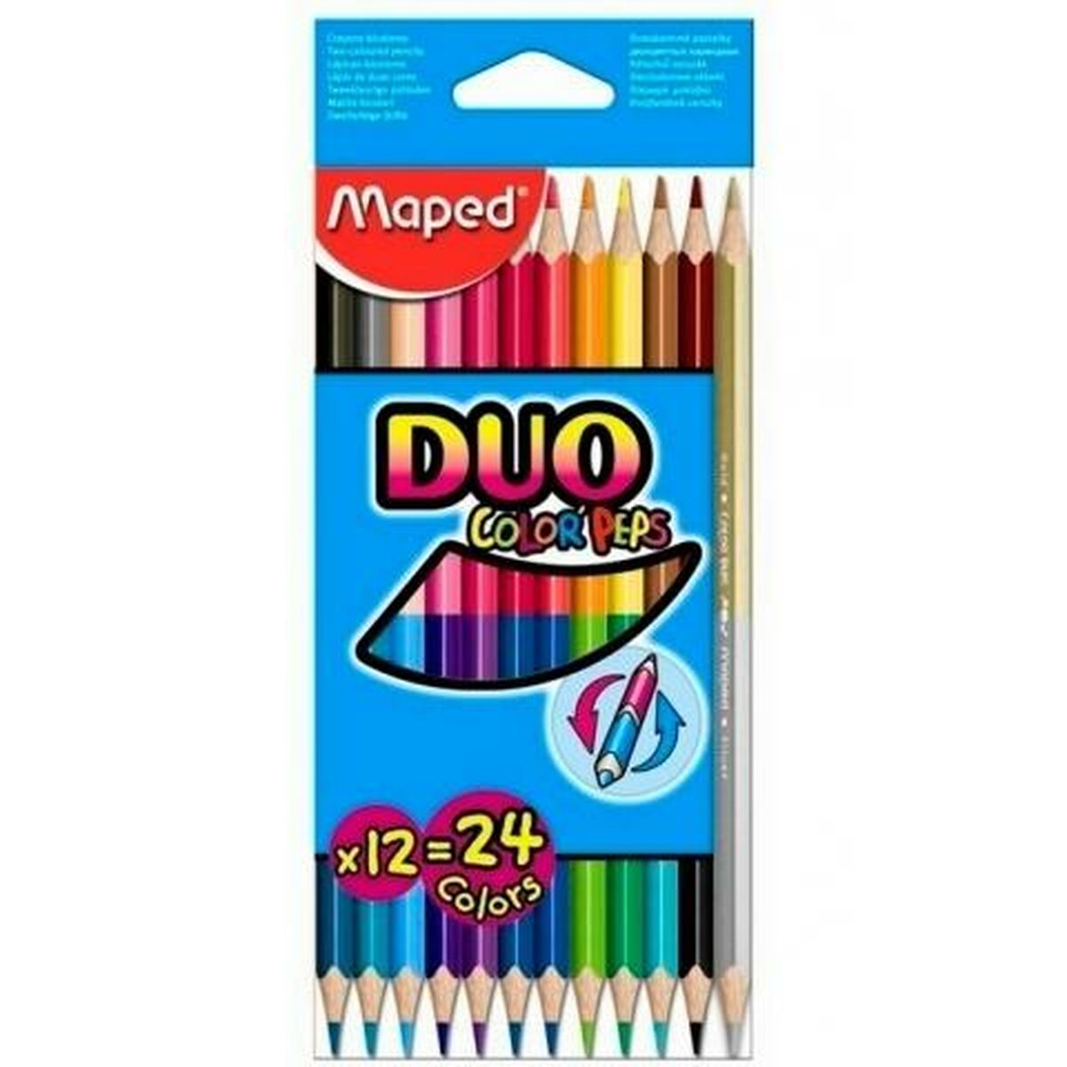 Färgpennor Maped Duo Color' Peps	 Multicolour 12 Delar Dubbel ände (12 antal)-Kontor och Kontorsmaterial, konst och hantverk-Maped-peaceofhome.se