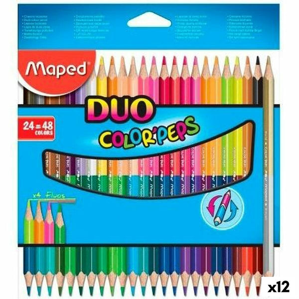 Färgpennor Maped Duo Color' Peps	 Multicolour 24 Delar Dubbel ände (12 antal)-Kontor och Kontorsmaterial, konst och hantverk-Maped-peaceofhome.se