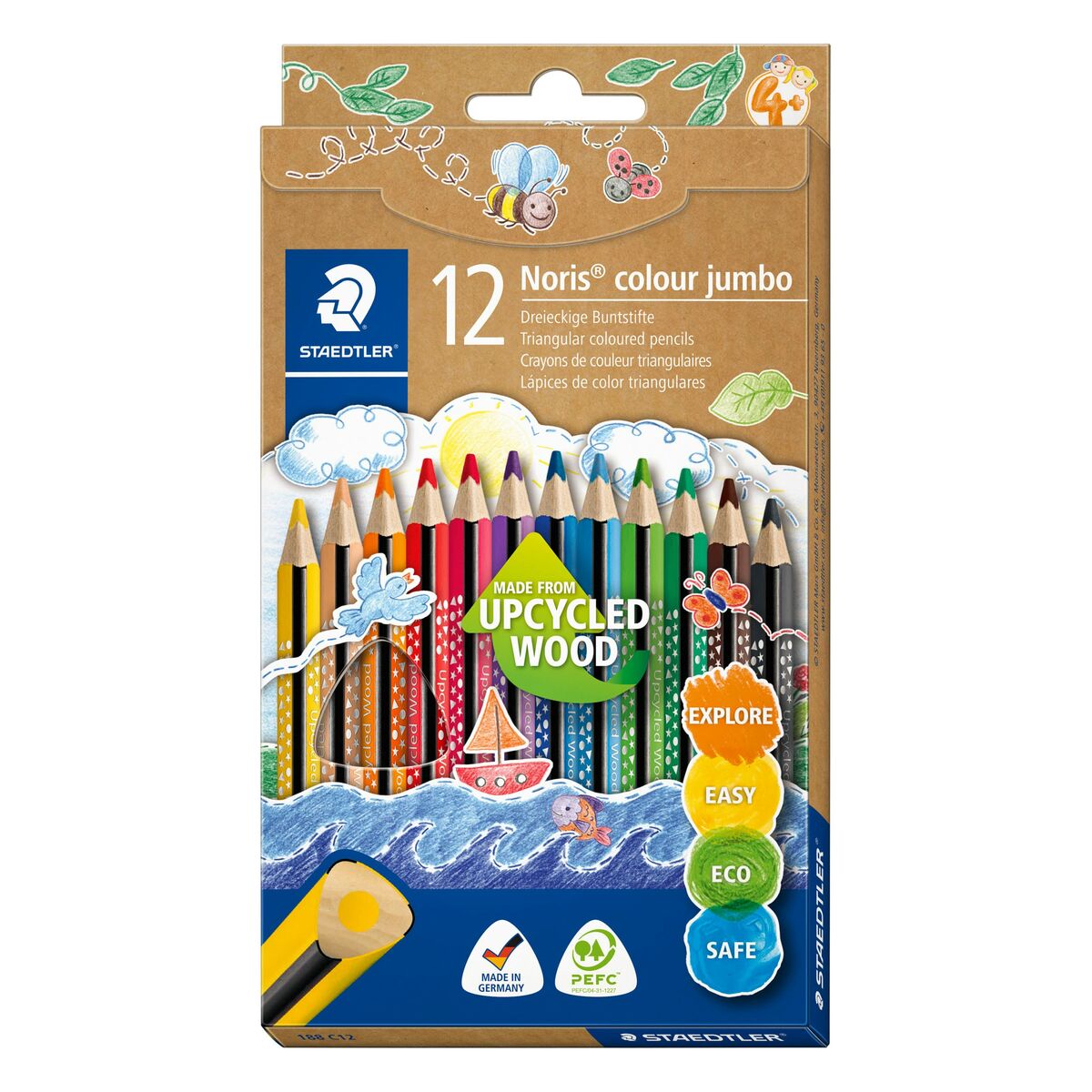 Färgpennor Staedtler Noris Colour Jumbo 12 Delar Multicolour-Kontor och Kontorsmaterial, konst och hantverk-Staedtler-peaceofhome.se