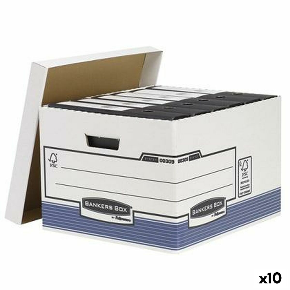 Filbox Fellowes Blå Vit 10 antal (29,4 x 38,7 x 44,5 cm)-Kontor och Kontorsmaterial, Kontorsmaterial-Fellowes-peaceofhome.se