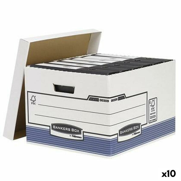 Filbox Fellowes Blå Vit 10 antal (29,4 x 38,7 x 44,5 cm)-Kontor och Kontorsmaterial, Kontorsmaterial-Fellowes-peaceofhome.se