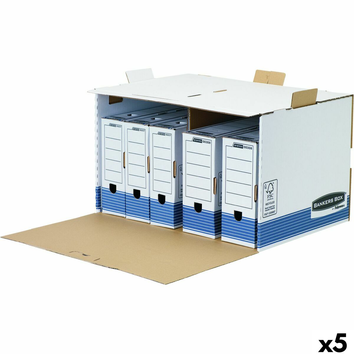 Filbox Fellowes Blå Vit 5 antal (33,5 x 55,7 x 38,9 cm)-Kontor och Kontorsmaterial, Kontorsmaterial-Fellowes-peaceofhome.se