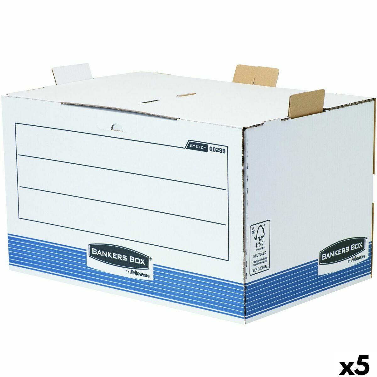 Filbox Fellowes Blå Vit 5 antal (33,5 x 55,7 x 38,9 cm)-Kontor och Kontorsmaterial, Kontorsmaterial-Fellowes-peaceofhome.se
