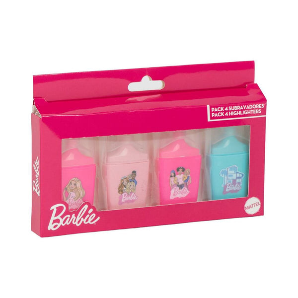 Fluorescerande markörsuppsättning Barbie Rosa 4 Delar-Kontor och Kontorsmaterial, Kulspetspennor, pennor och skrivverktyg-Barbie-peaceofhome.se