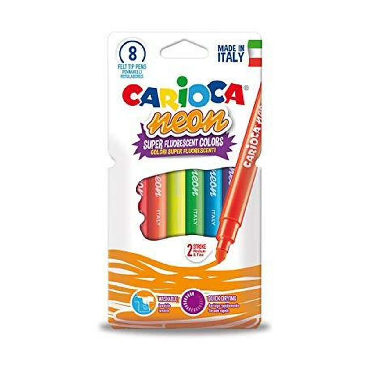 Fluorescerande markörsuppsättning Carioca Neon Multicolour (24 antal)-Kontor och Kontorsmaterial, Kulspetspennor, pennor och skrivverktyg-Carioca-peaceofhome.se