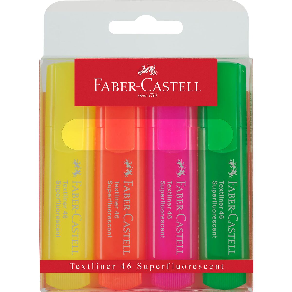 Fluorescerande markörsuppsättning Faber-Castell TEXTLINER 46 Multicolour (4 antal)-Kontor och Kontorsmaterial, Kulspetspennor, pennor och skrivverktyg-Faber-Castell-peaceofhome.se