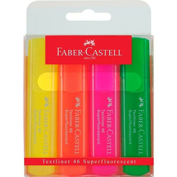 Fluorescerande markörsuppsättning Faber-Castell TEXTLINER 46 Multicolour (4 antal)-Kontor och Kontorsmaterial, Kulspetspennor, pennor och skrivverktyg-Faber-Castell-peaceofhome.se