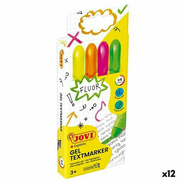 Fluorescerande markörsuppsättning Jovi GEL TEXTMARKER Multicolour (12 antal)-Kontor och Kontorsmaterial, Kulspetspennor, pennor och skrivverktyg-Jovi-peaceofhome.se