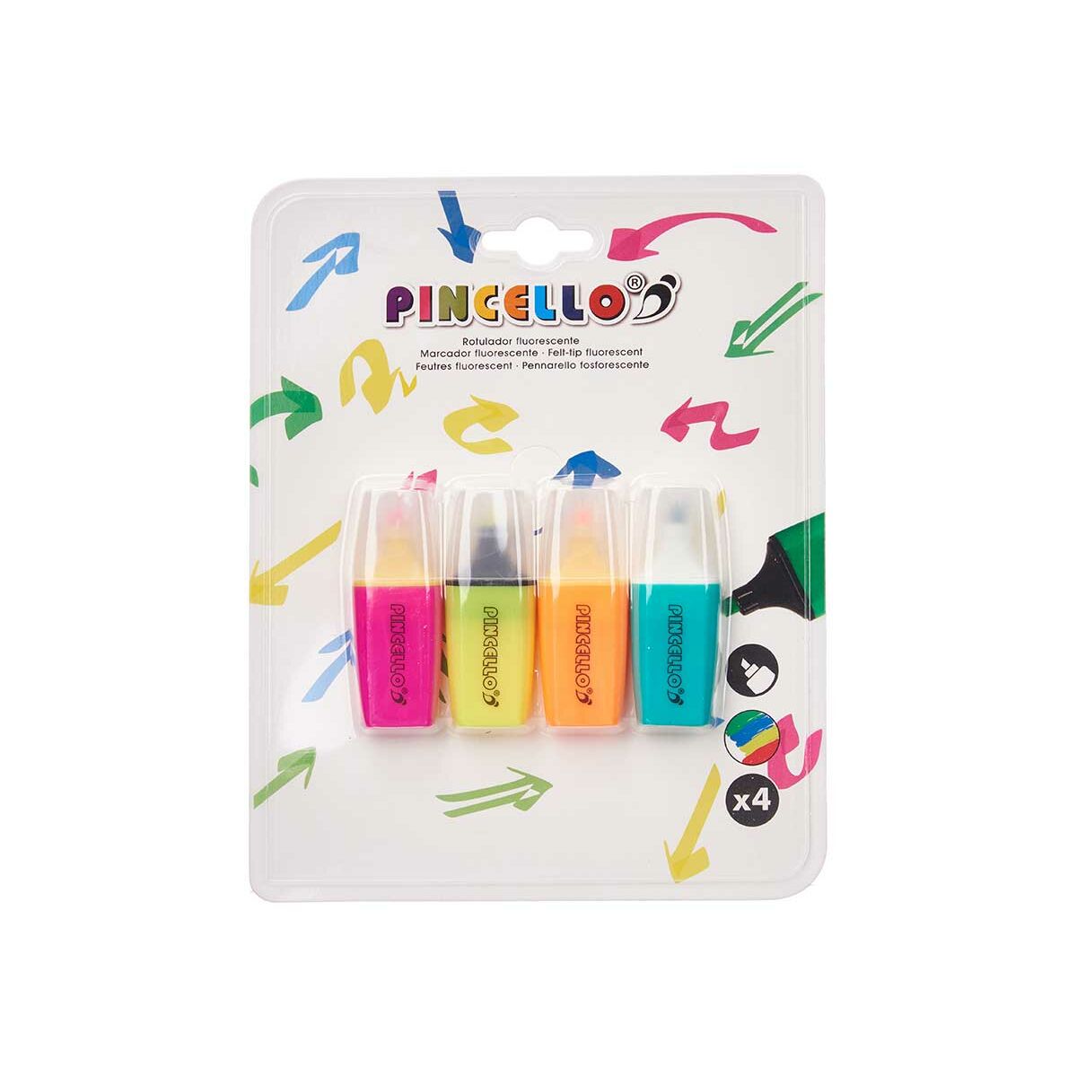 Fluorescerande markörsuppsättning Pincello Gul Grön Multicolour Orange Rosa (12 antal)-Kontor och Kontorsmaterial, Kulspetspennor, pennor och skrivverktyg-Pincello-peaceofhome.se