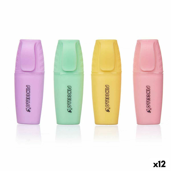 Fluorescerande markörsuppsättning Pincello Gul Multicolour Rosa Violett Mint (12 antal)-Kontor och Kontorsmaterial, Kulspetspennor, pennor och skrivverktyg-Pincello-peaceofhome.se