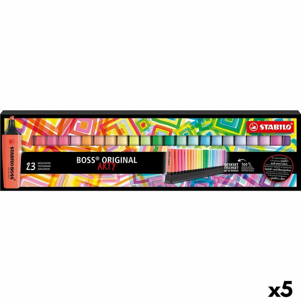 Fluorescerande markörsuppsättning Stabilo Boss Arty Multicolour (5 antal)-Kontor och Kontorsmaterial, Kulspetspennor, pennor och skrivverktyg-Stabilo-peaceofhome.se