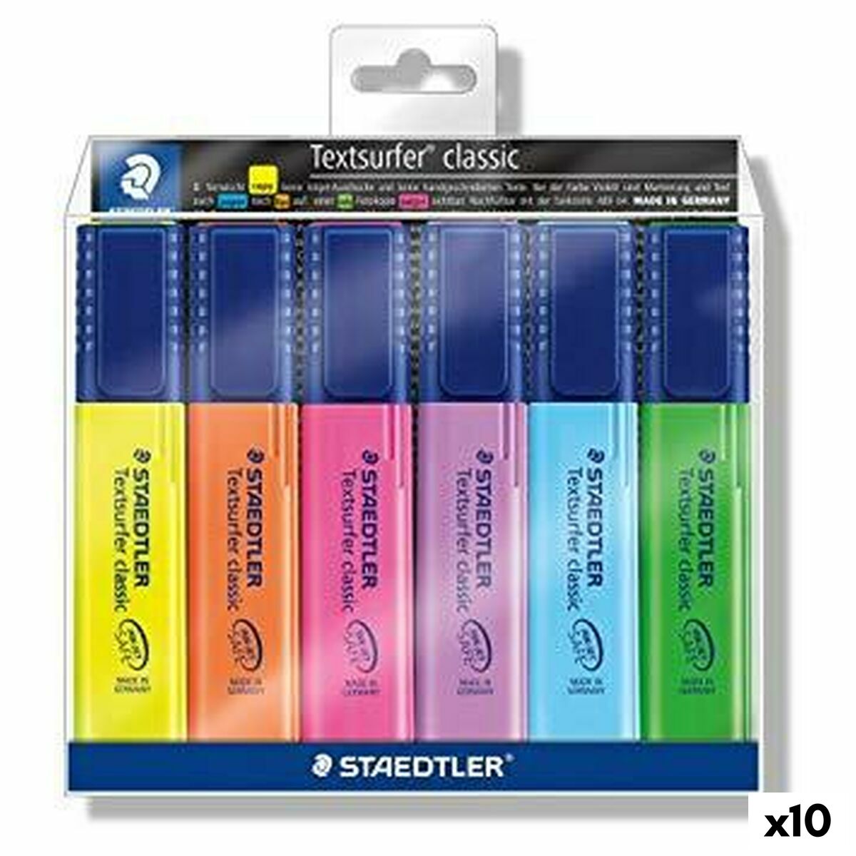 Fluorescerande markörsuppsättning Staedtler Textsurfer Classic 6 Delar (10 antal)-Kontor och Kontorsmaterial, Kulspetspennor, pennor och skrivverktyg-Staedtler-peaceofhome.se