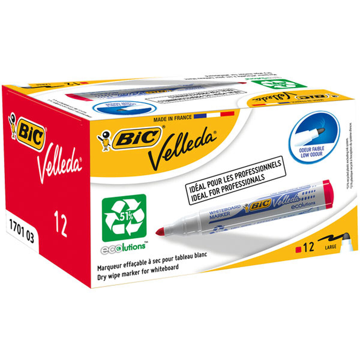 Flytande kritamarkör Bic Velleda Ecolutions 1701 Röd (12 Delar)-Kontor och Kontorsmaterial, Kulspetspennor, pennor och skrivverktyg-Bic-peaceofhome.se