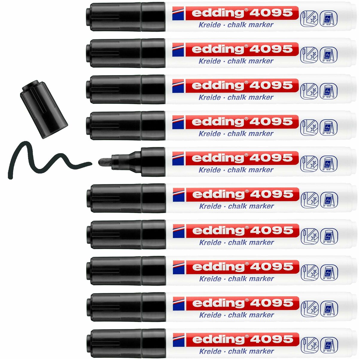 Flytande kritamarkör Edding 4095 Svart (10 antal)-Kontor och Kontorsmaterial, Kulspetspennor, pennor och skrivverktyg-Edding-peaceofhome.se