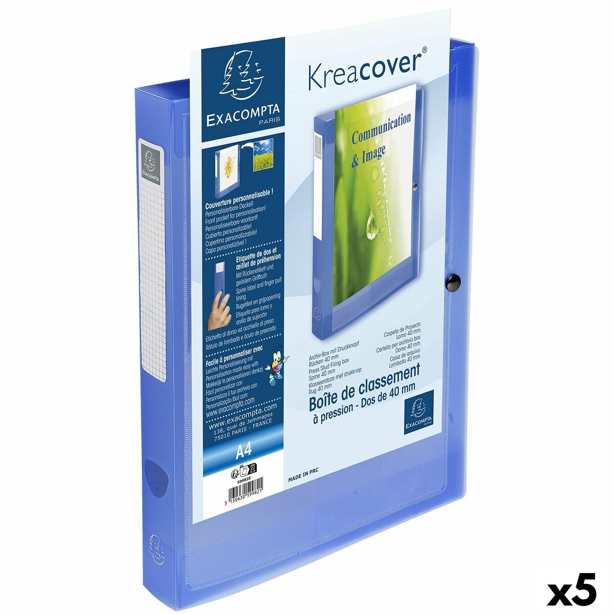 Folder Exacompta Blå A4 (5 antal)-Kontor och Kontorsmaterial, Kontorsmaterial-Exacompta-peaceofhome.se