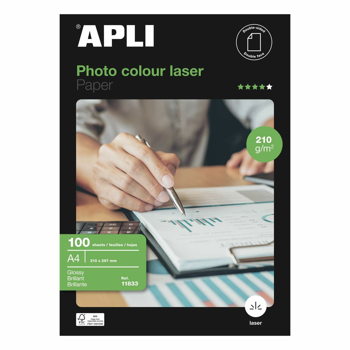 Fotopapper Blankt Apli Laser Dubbelsidig 100 Blad A4-Kontor och Kontorsmaterial, Pappersprodukter för kontoret-Apli-peaceofhome.se