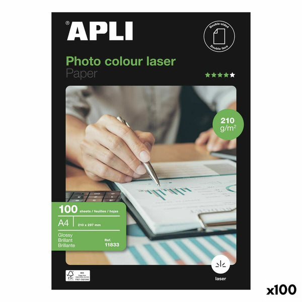Fotopapper Blankt Apli Laser Dubbelsidig 100 Blad A4-Kontor och Kontorsmaterial, Pappersprodukter för kontoret-Apli-peaceofhome.se