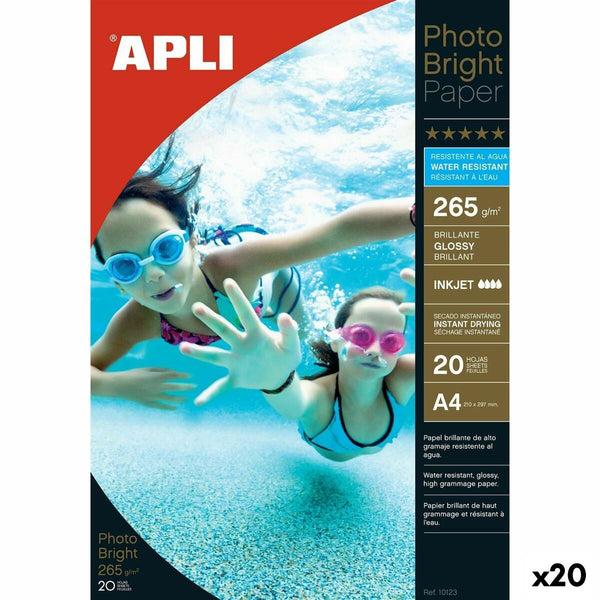 Fotopapper Blankt Apli Photobright Inkjet A4 100 Blad 20 Blad-Kontor och Kontorsmaterial, Pappersprodukter för kontoret-Apli-peaceofhome.se