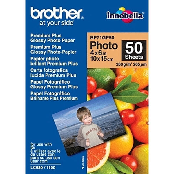Fotopapper Blankt Brother BP71GP50 10 x 15 cm 50 Blad (50 antal)-Kontor och Kontorsmaterial, Pappersprodukter för kontoret-Brother-peaceofhome.se