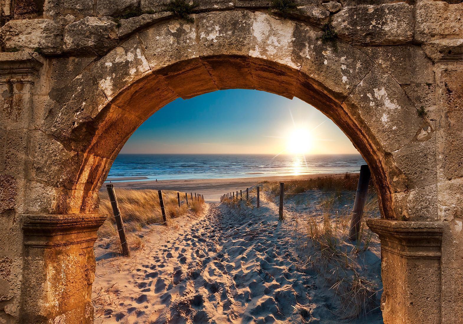 Fototapet - Arch and Beach-Fototapeter-Artgeist-peaceofhome.se