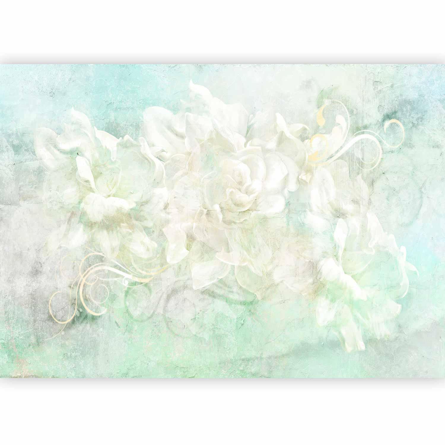 Fototapet - Blossoming among pastels - abstract with floral motif and patterns-Fototapeter-Artgeist-peaceofhome.se