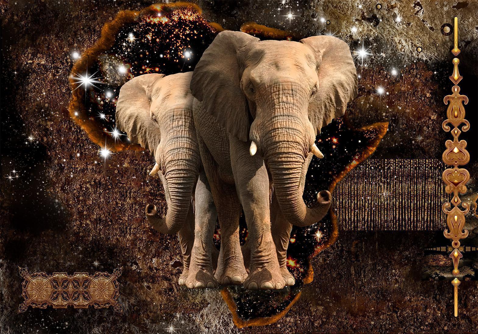 Fototapet - Brown Elephants-Fototapeter-Artgeist-peaceofhome.se