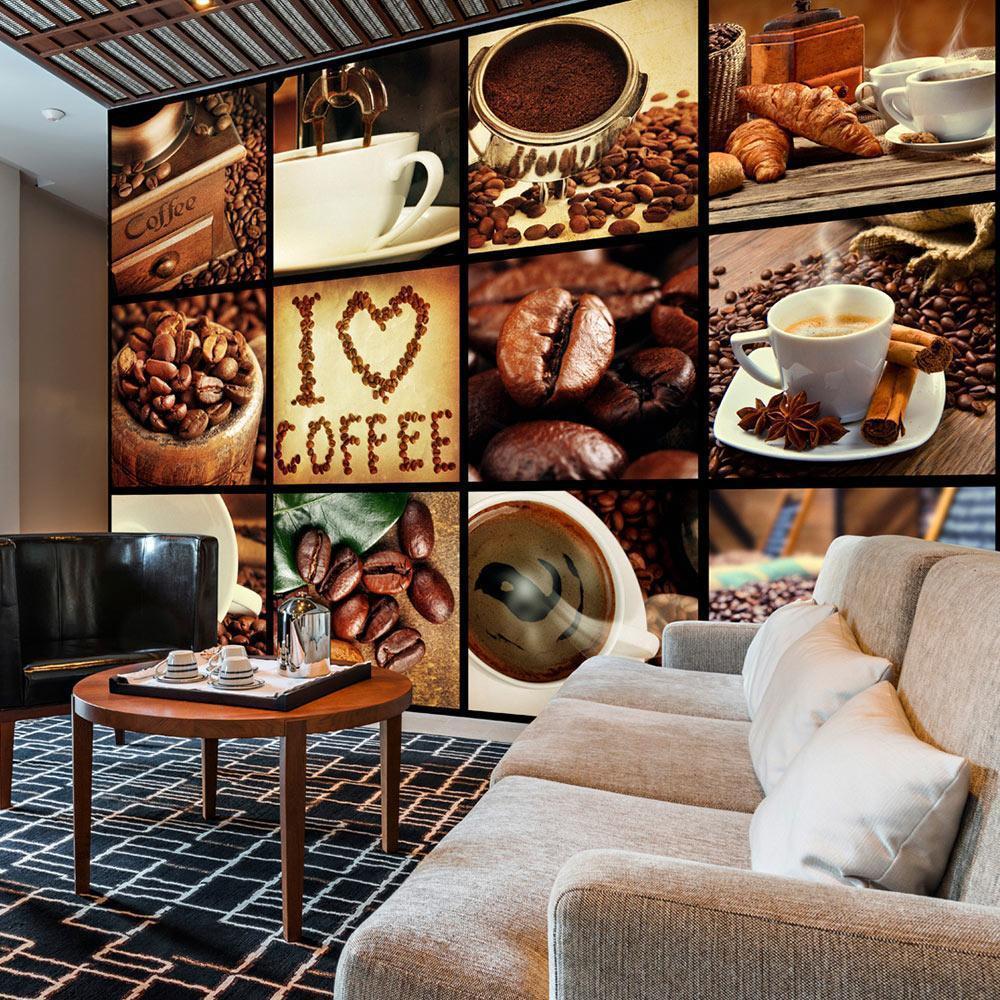 Fototapet - Coffee - Collage-Fototapeter-Artgeist-peaceofhome.se