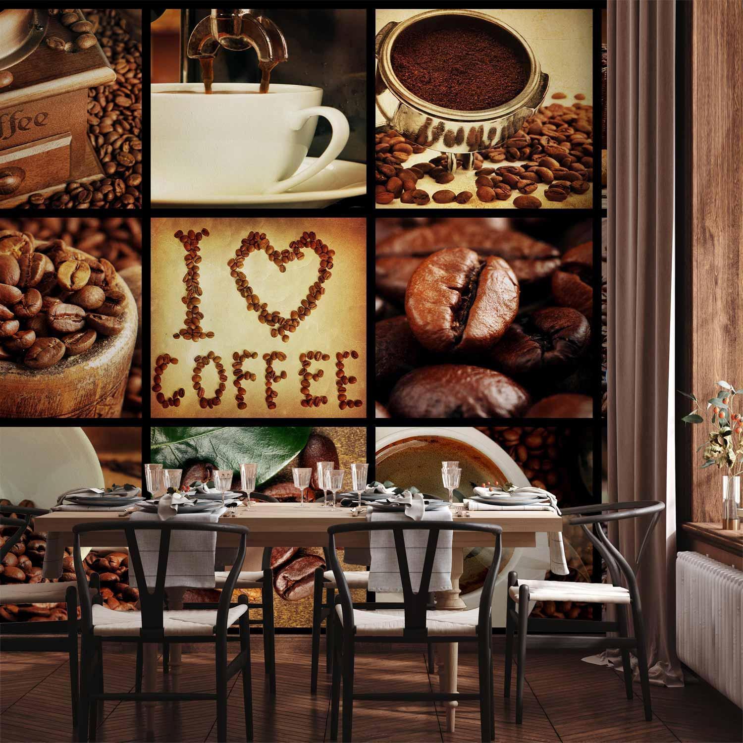 Fototapet - Coffee - Collage-Fototapeter-Artgeist-peaceofhome.se