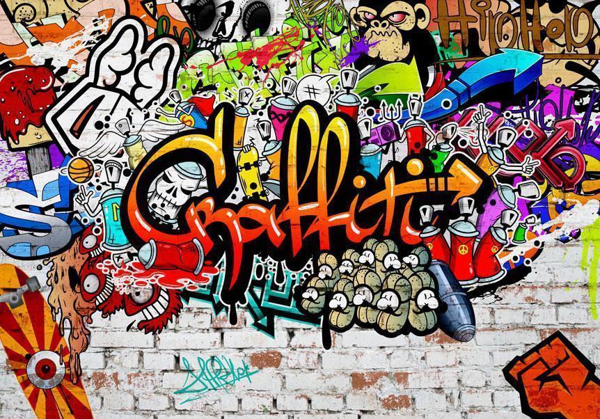 Fototapet - Colorful Graffiti-Fototapeter-Artgeist-peaceofhome.se