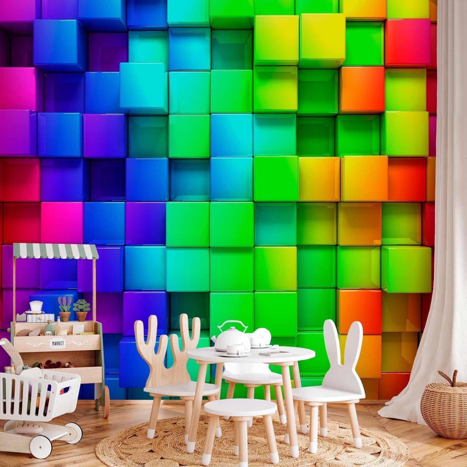 Fototapet - Colourful Cubes-Fototapeter-Artgeist-peaceofhome.se