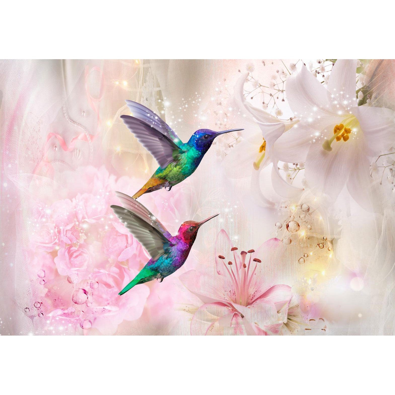 Fototapet - Colourful Hummingbirds (Pink)-Fototapeter-Artgeist-peaceofhome.se
