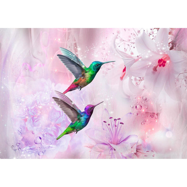 Fototapet - Colourful Hummingbirds (Purple)-Fototapeter-Artgeist-peaceofhome.se