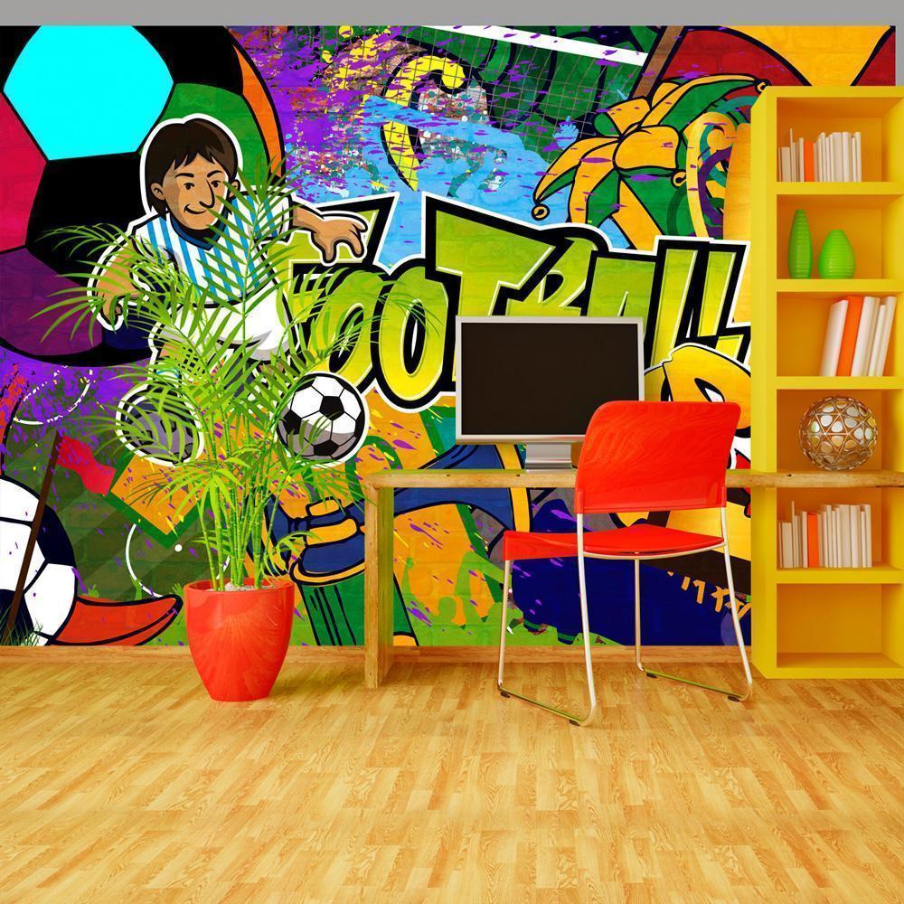 Fototapet - Football Championship - Colorful graffiti about football with a caption-Fototapeter-Artgeist-peaceofhome.se