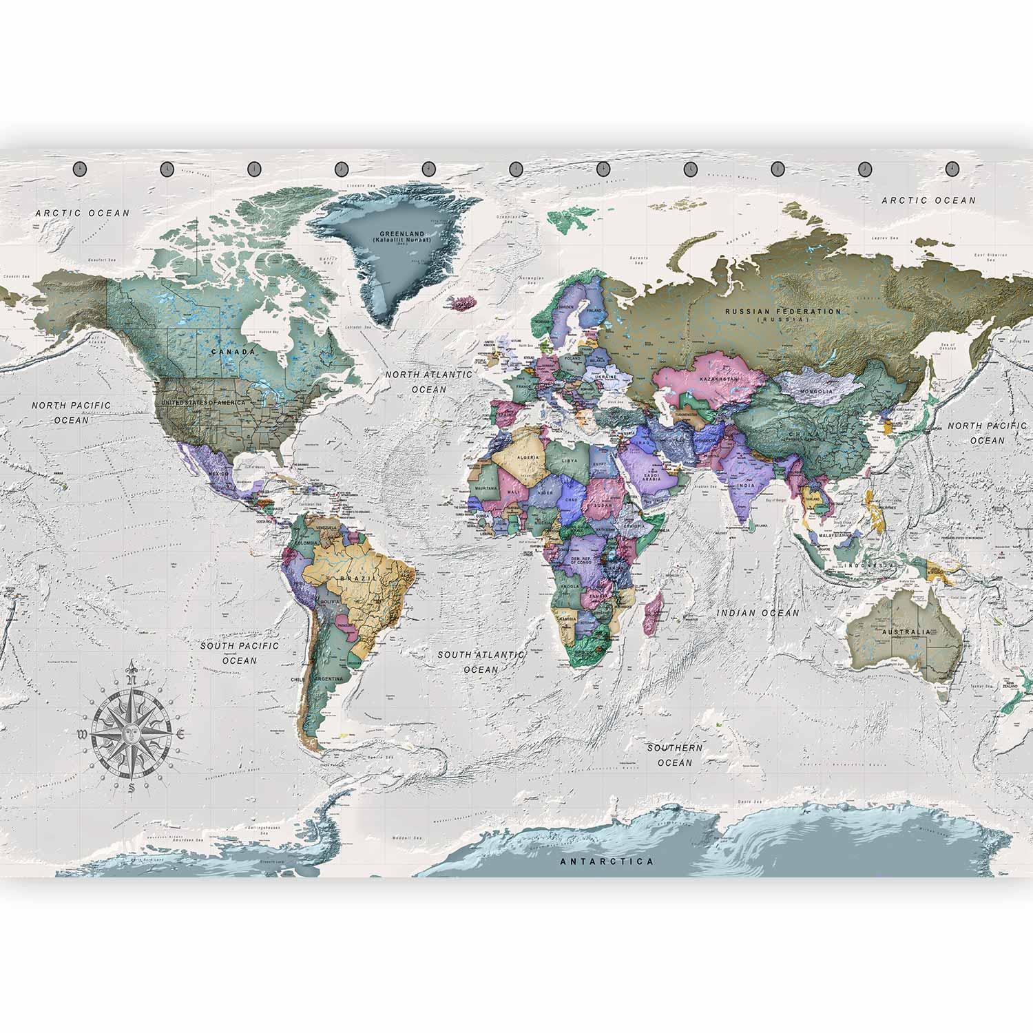 Fototapet - Geography study - world map with signed countries in English-Fototapeter-Artgeist-peaceofhome.se