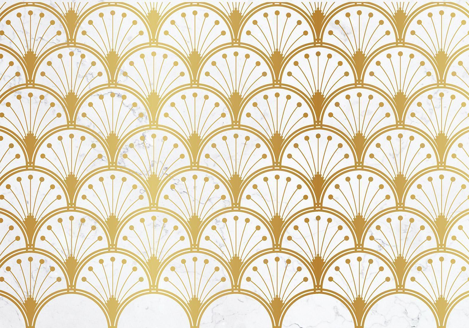 Fototapet - Gold and Marble Art Deco-inspired Pattern-Fototapeter-Artgeist-peaceofhome.se