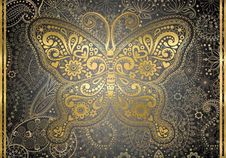 Fototapet - Golden Butterfly-Fototapeter-Artgeist-peaceofhome.se