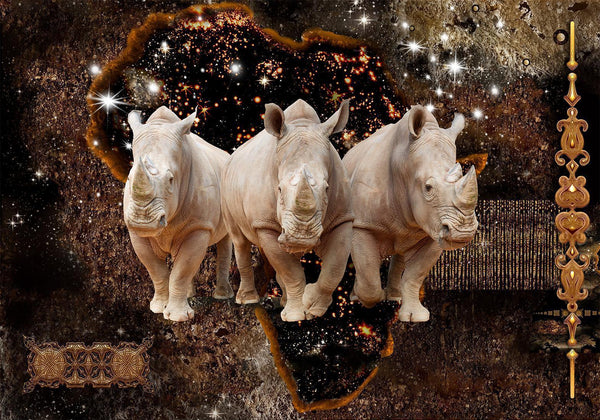 Fototapet - Golden Rhino-Fototapeter-Artgeist-peaceofhome.se